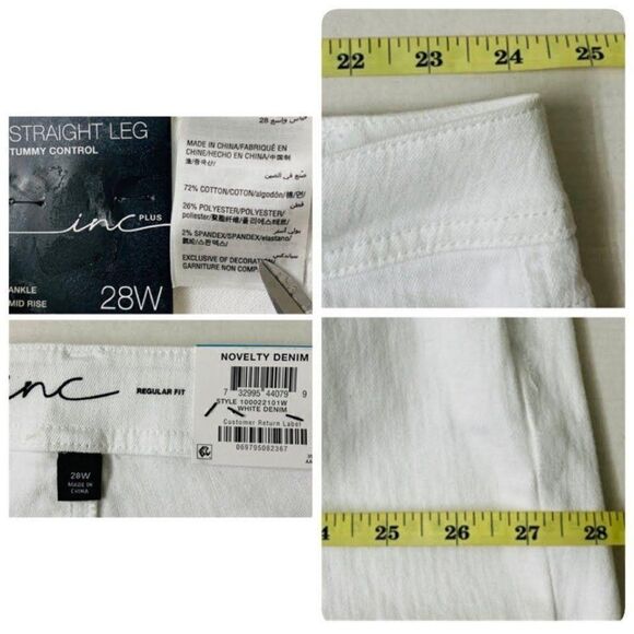 Inc Women's Plus Size Fringed Cropped Jeans Mid Rise 28W White Straight Leg - Picture 9 of 9